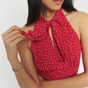 Red polka dot Reformation dress